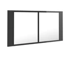 LED Bathroom Mirror Cabinet High Gloss Grey 90x12x45 cm