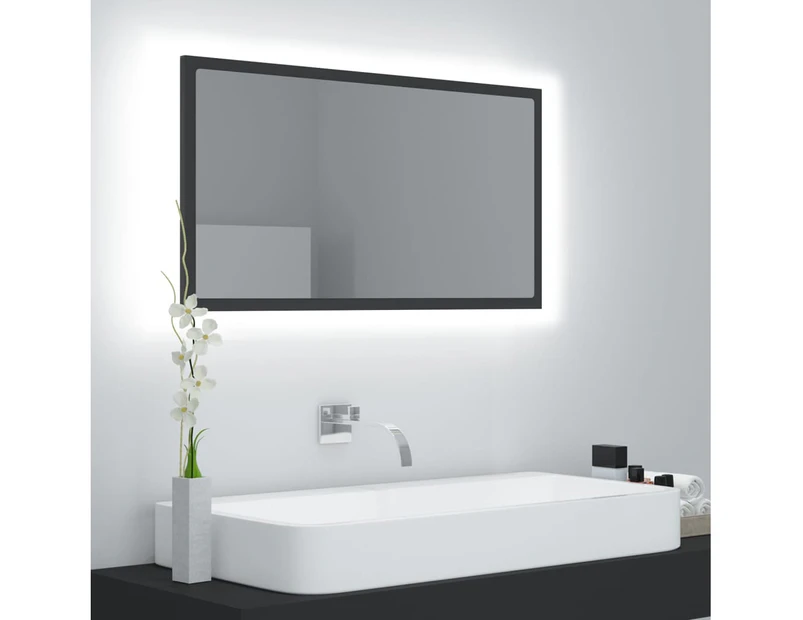 LED Bathroom Mirror Grey 80x8.5x37 cm Chipboard