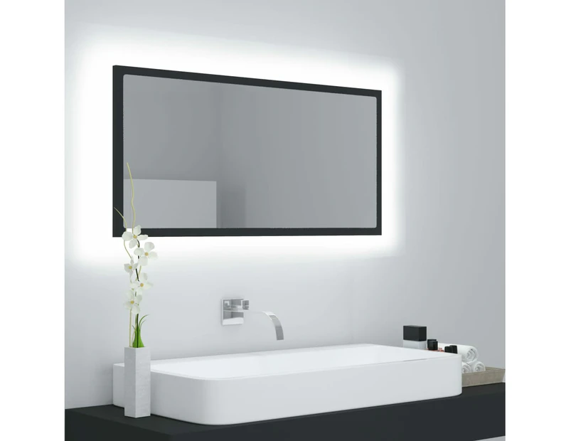 LED Bathroom Mirror Grey 90x8.5x37 cm Chipboard