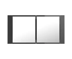 LED Bathroom Mirror Cabinet High Gloss Grey 90x12x45 cm