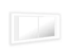 LED Bathroom Mirror Cabinet High Gloss White 100x12x45cm