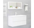 Bathroom Mirror High Gloss White 90cm Chipboard