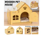 Outdoor Wooden Dog Cat House Villa Style Pet Shelter Weatherproof for Garden