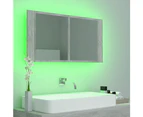 LED Bathroom Mirror Cabinet Concrete Grey 90x12x45 cm