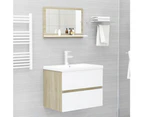 Bathroom Mirror White and Sonoma Oak 60cm Chipboard