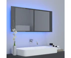 LED Bathroom Mirror Cabinet High Gloss Grey 100x12x45 cm