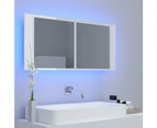 LED Bathroom Mirror Cabinet High Gloss White 100x12x45cm