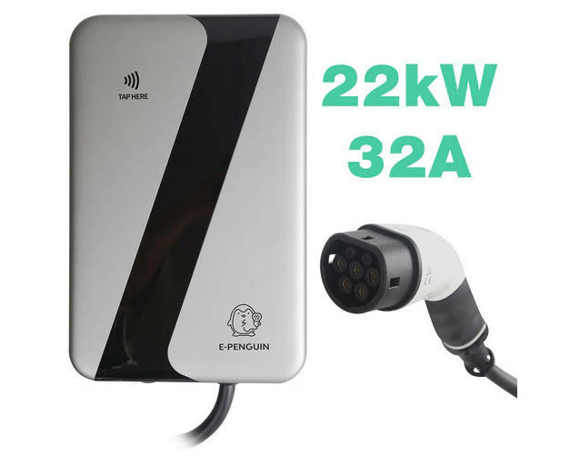 E-PENGUIN 32A 22kW TYPE 2 EV HOME CHARGER - Sliver