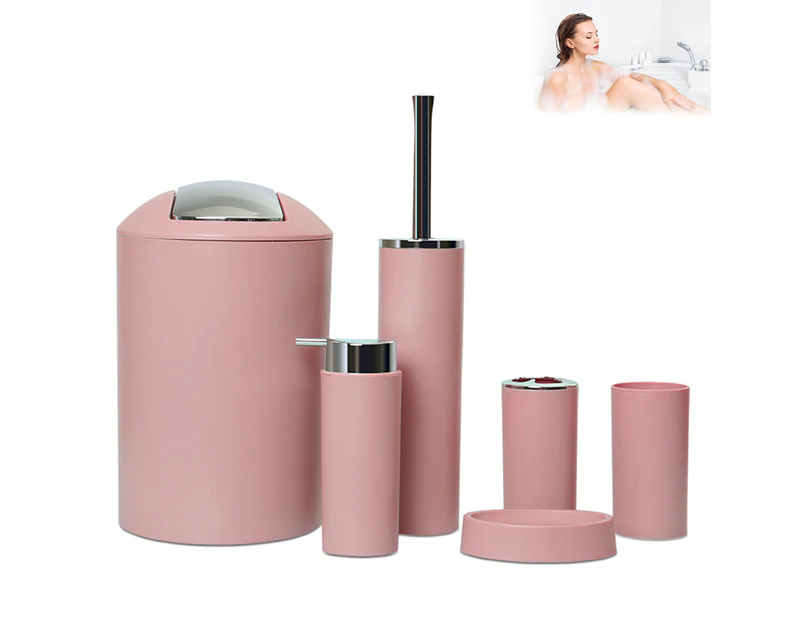 6 Piece Bathroom Accessory Set Convenient with Soap Dispenser Toilet Brush Suitable for Hotel Dorm