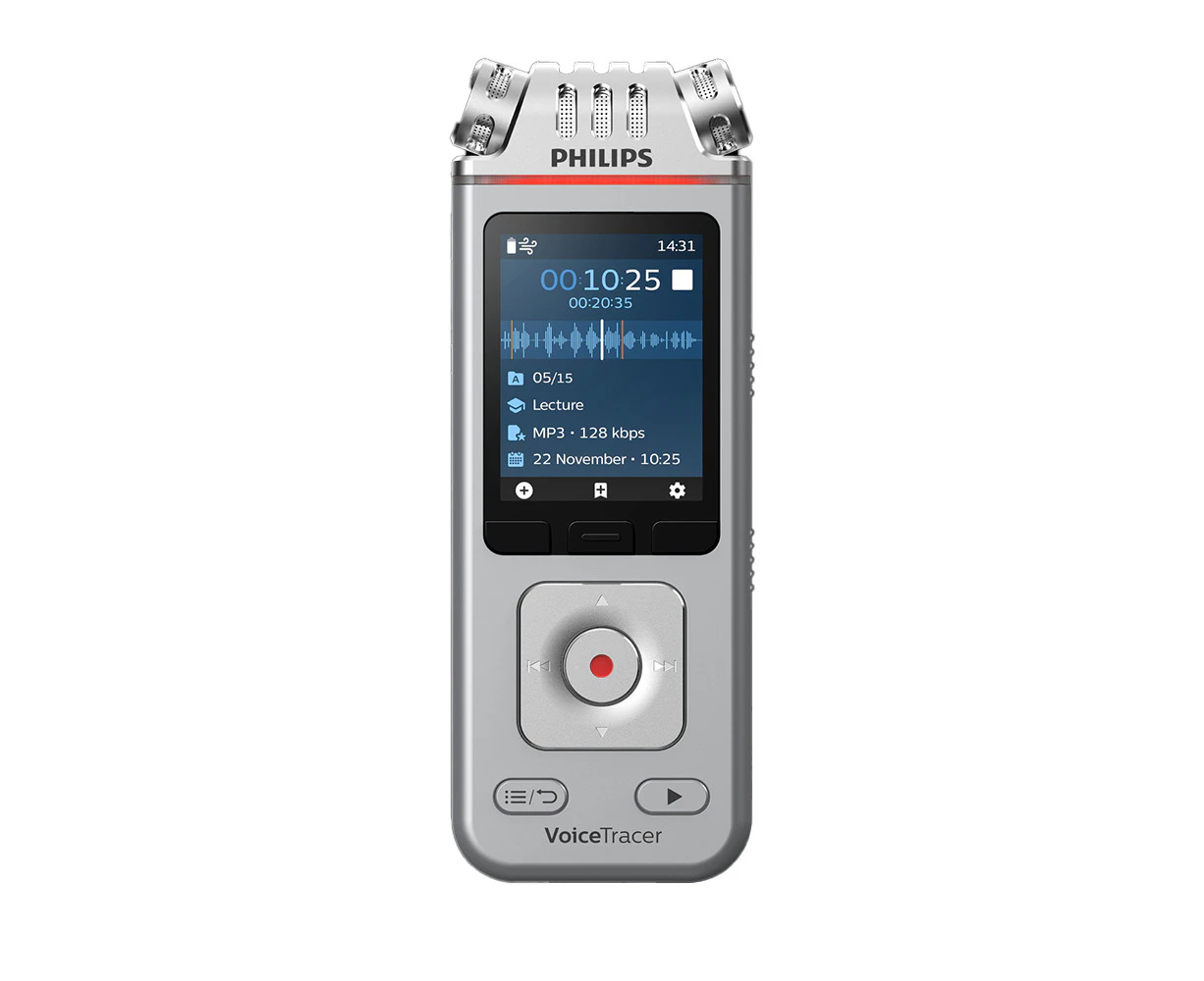 Philips DVT4115 3-Microphone Voice Recorder 5cm LCD APP Control & Sharing