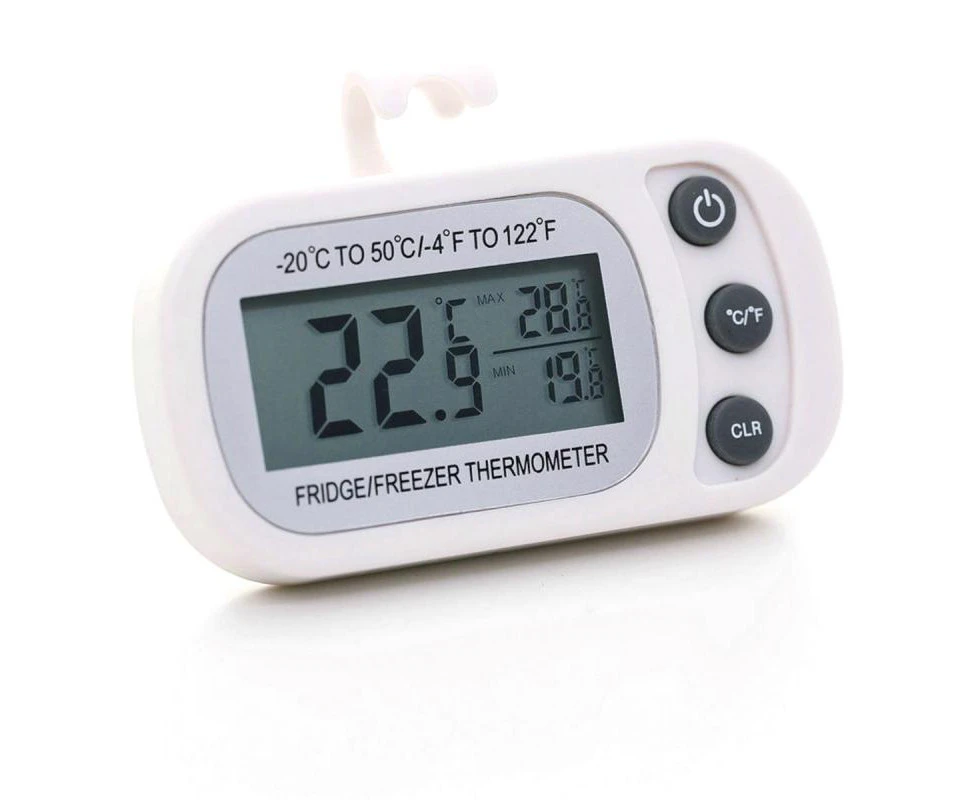 Fridge Thermometer With Hook Anti-Humidity Refrigerator Freezer Electric Digital Thermometer Temperature Monitor LCD Display white