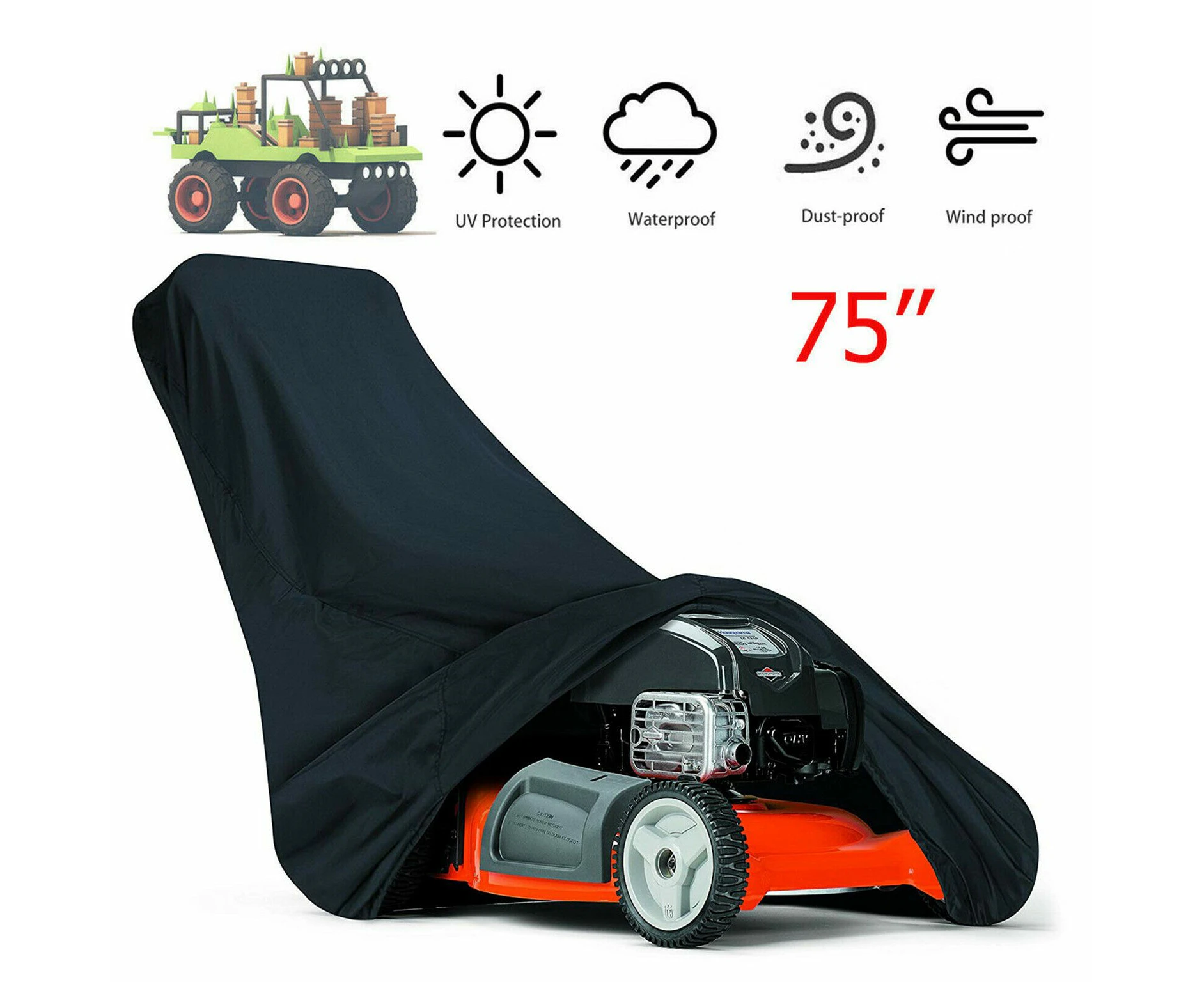 Heavy Duty Lawn Push Mower Defender UV Protection Mower Cover Universal