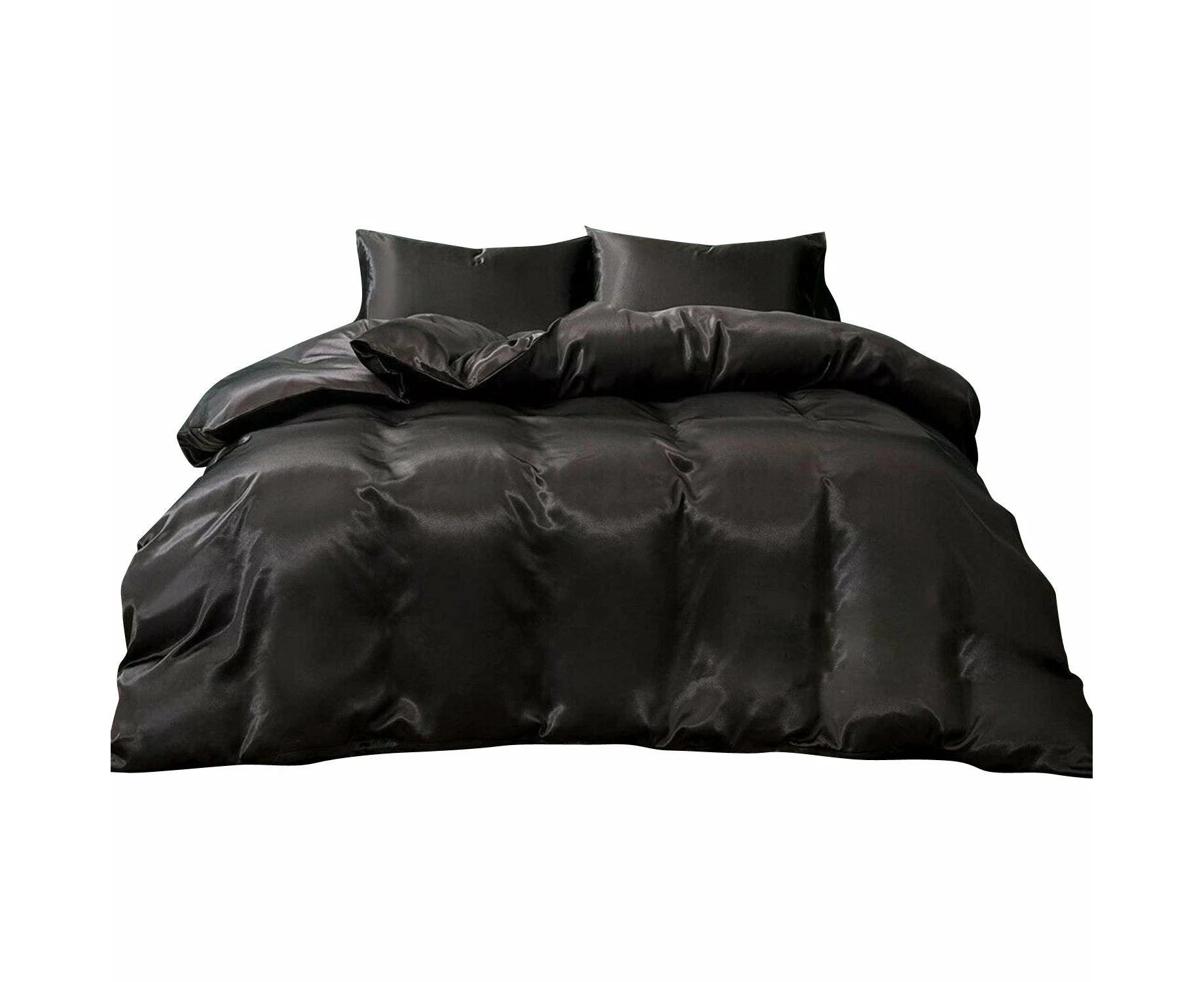 Soft Microfibre Silk Satin Duvet Cover Set with Pillowcases