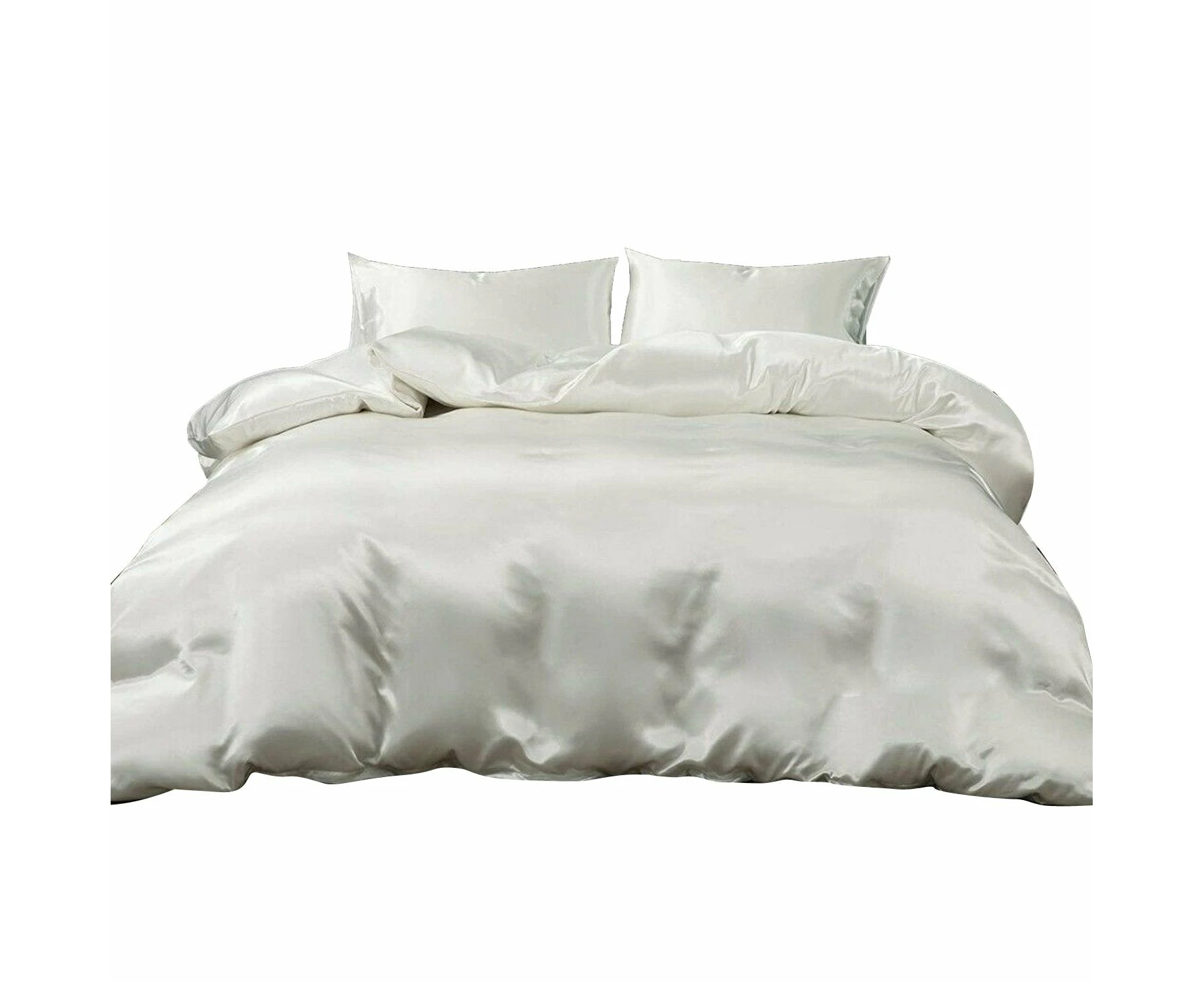 Soft Microfibre Silk Satin Duvet Cover Set with Pillowcases