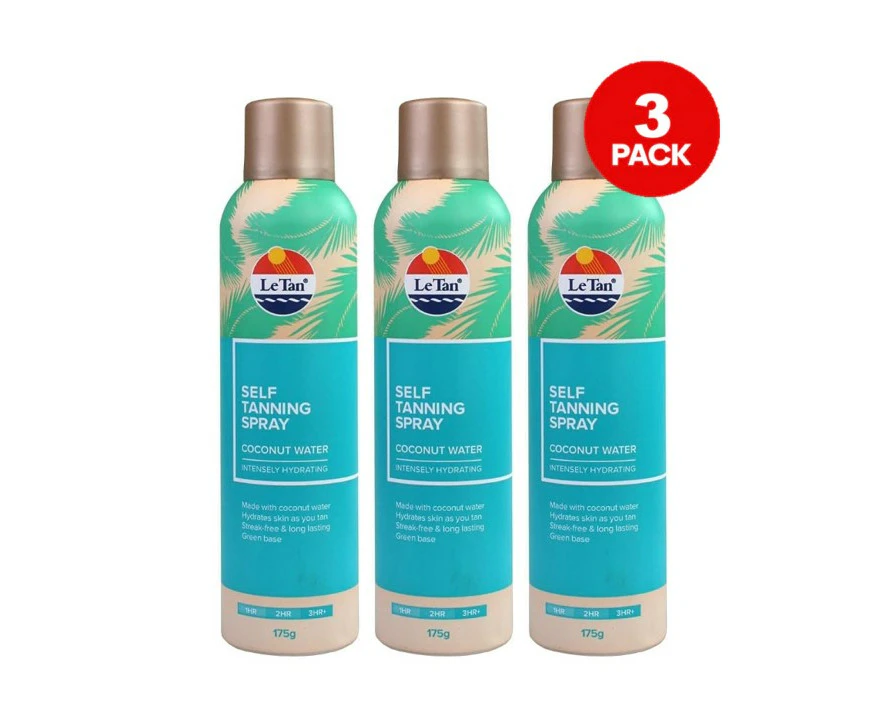 3 Pack Le Tan Self Tanning Spray coconut water 175g