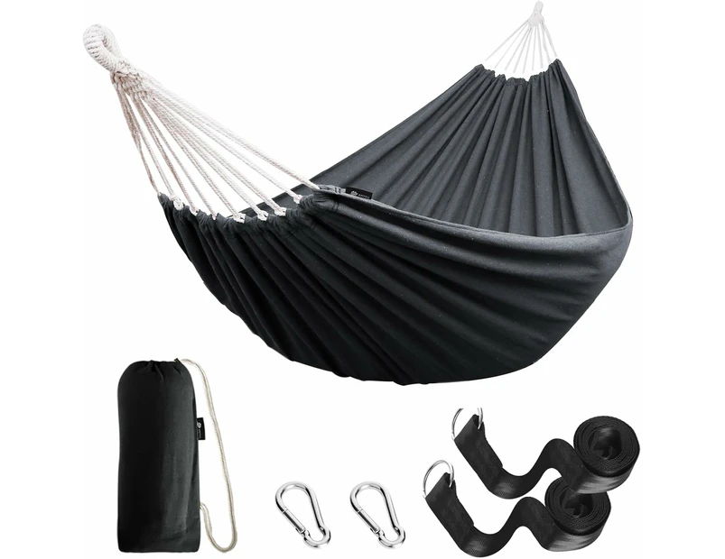 Garden Cotton Hammock Comfortable Fabric Hammock with Tree Straps for Hanging Sturdy Hammock Up to 660lbs Portable Hammock