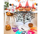 40 inch Round Polyester Lace Table Topper Black Spider Web Halloween Tablecloth for Halloween Dinner Party