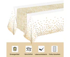 Disposable Tablecloth 4 Pieces Waterproof Rectangular White & Gold for Party, Children's Birthday, Wedding, Christmas 137 x 274 cm