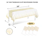 Disposable Tablecloth 4 Pieces Waterproof Rectangular White & Gold for Party, Children's Birthday, Wedding, Christmas 137 x 274 cm