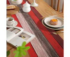 Red Linen Table Runner 33 x 183 cm Rustic Barn Wood Texture Christmas for Dining Table, Party, Wedding, Picnics, Outdoor Kitchen