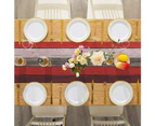 Red Linen Table Runner 33 x 183 cm Rustic Barn Wood Texture Christmas for Dining Table, Party, Wedding, Picnics, Outdoor Kitchen