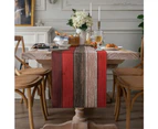 Red Linen Table Runner 33 x 183 cm Rustic Barn Wood Texture Christmas for Dining Table, Party, Wedding, Picnics, Outdoor Kitchen