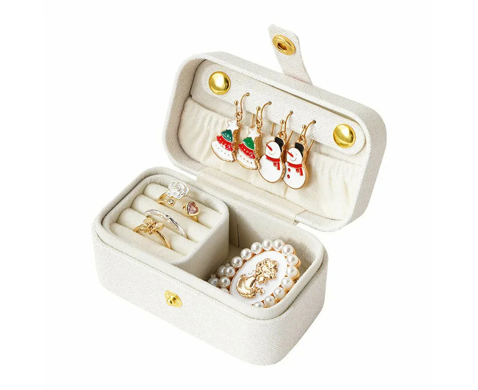 Anyhouz Jewelry Storage Mini Ring Box Portable 2pc New White Organizer Display Travel Simple Mini Gift Case Boxes Leather Earring Necklace Holder