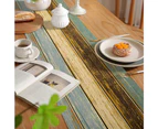 Table Runner Modern Living Room Spring Placemats Green Blue Gray Planks Barn Table Mat Runner Set for Dining Table Party Wedding Linen 33 x 183 cm