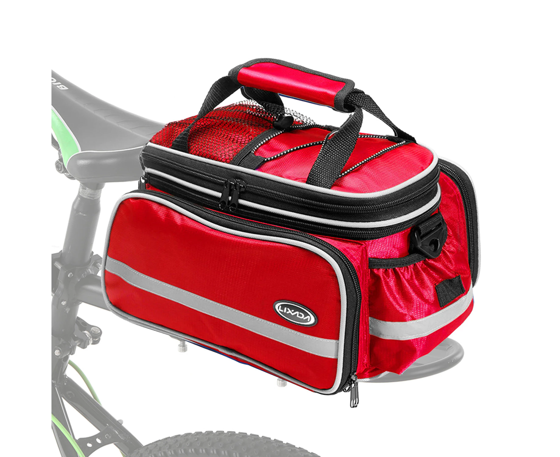 Waterproof Bicycle Rear Seat Bag Cycling Bike Trunk Bag Bike Pannier Bag Shoulder Bag with Rain Cover