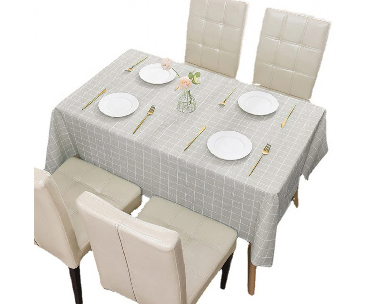 2pcs gray thin checkered tablecloth -137 * 90cm