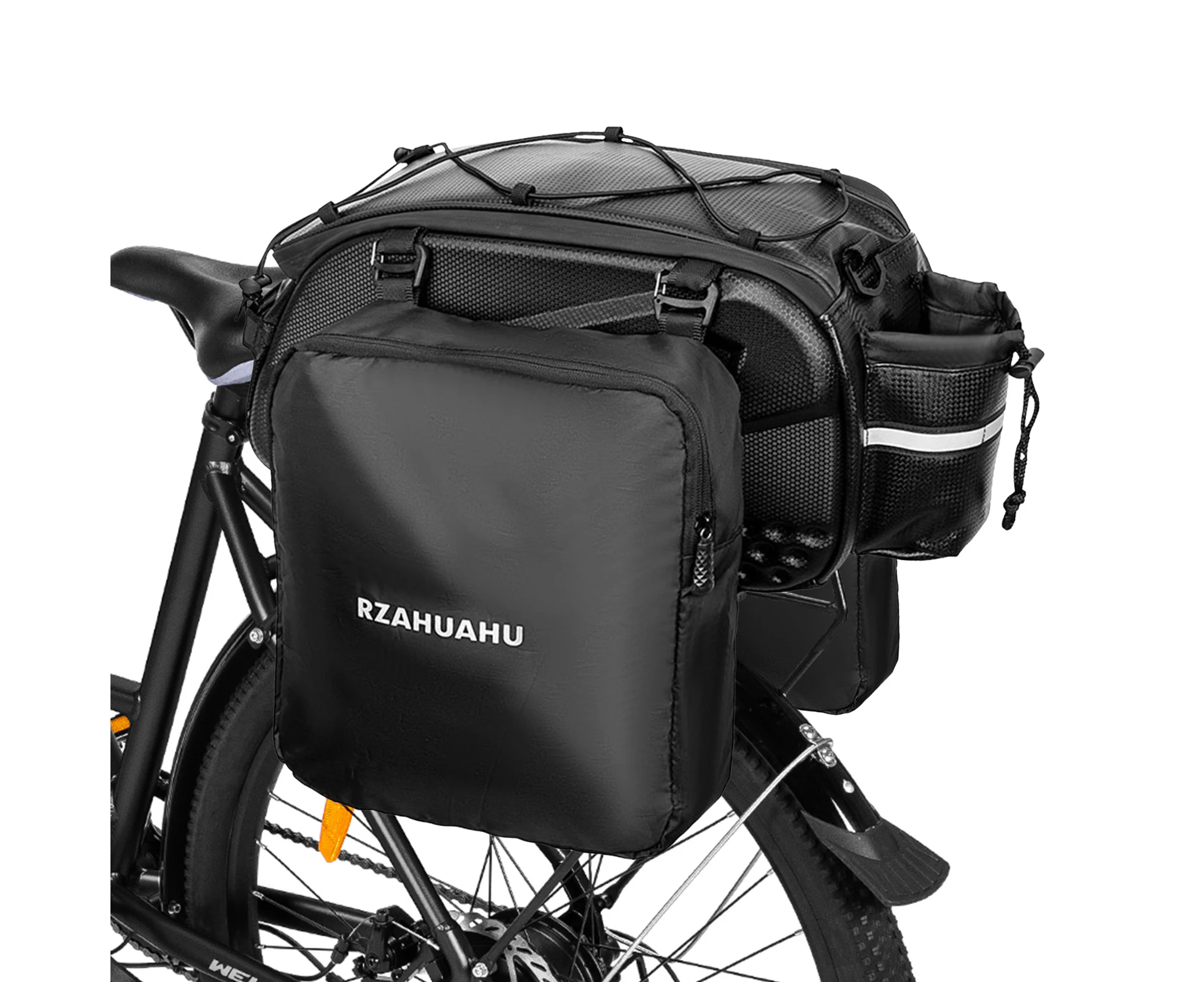 Bike Rack Bag Trunk Bag Waterproof Bicycle Rear Seat Bag with 2 Side Hanging Bags Cycling Cargo Luggage Bag Pannier Shoulder Bag