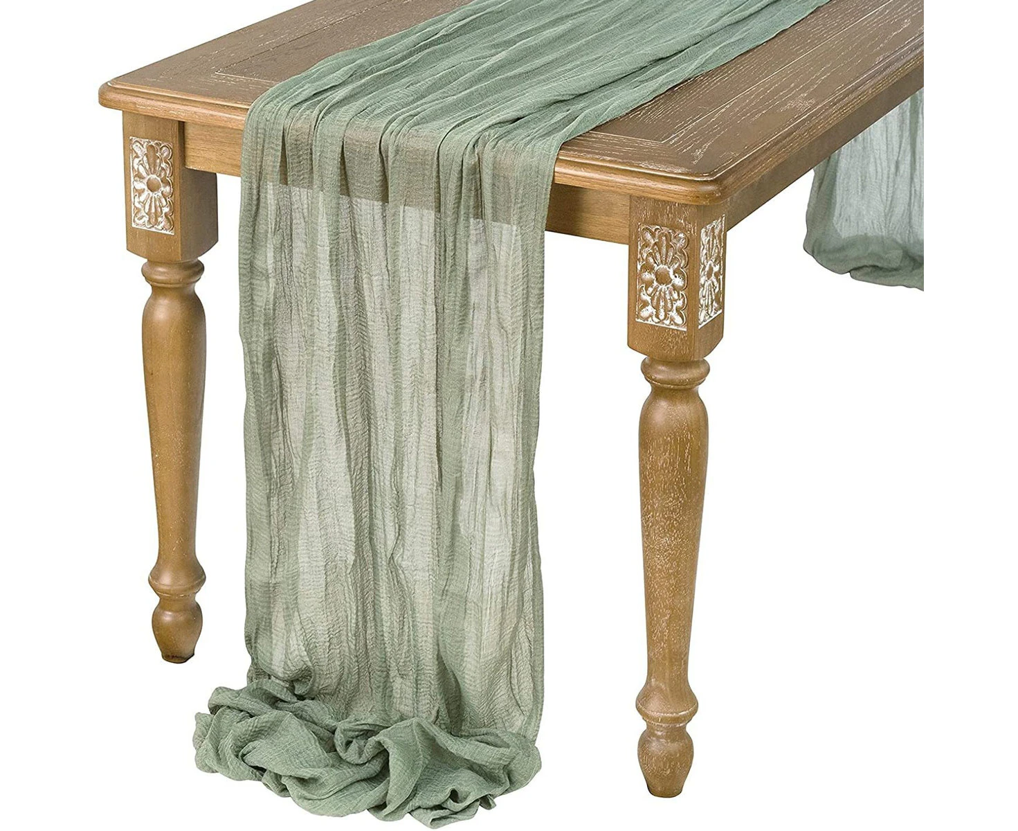 Vacuum -1pcs pleated tablecloth grass green 90*300CM