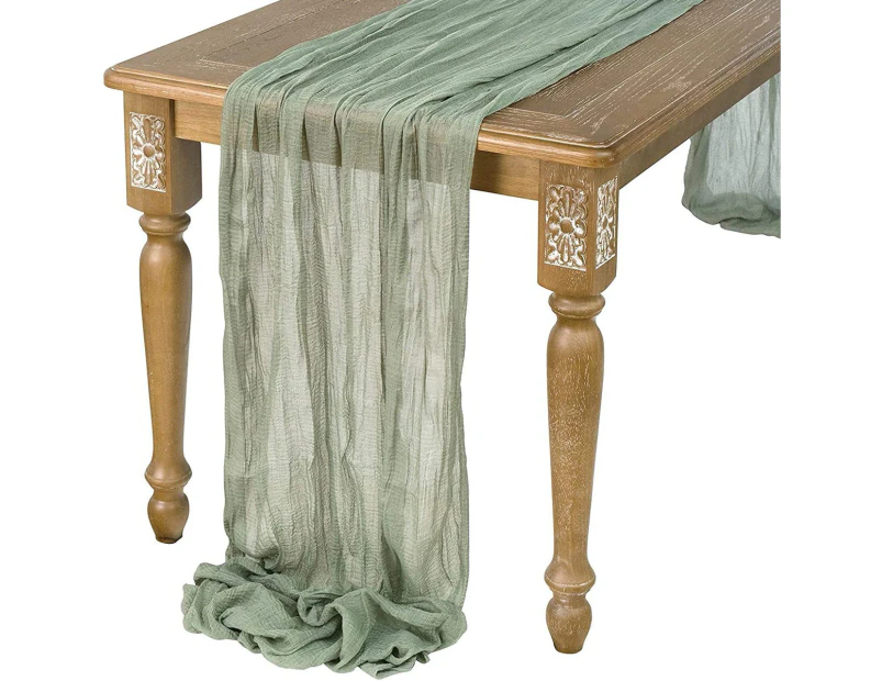 Vacuum -1pcs pleated tablecloth grass green 90*300CM