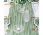 Vacuum -1pcs pleated tablecloth grass green 90*300CM