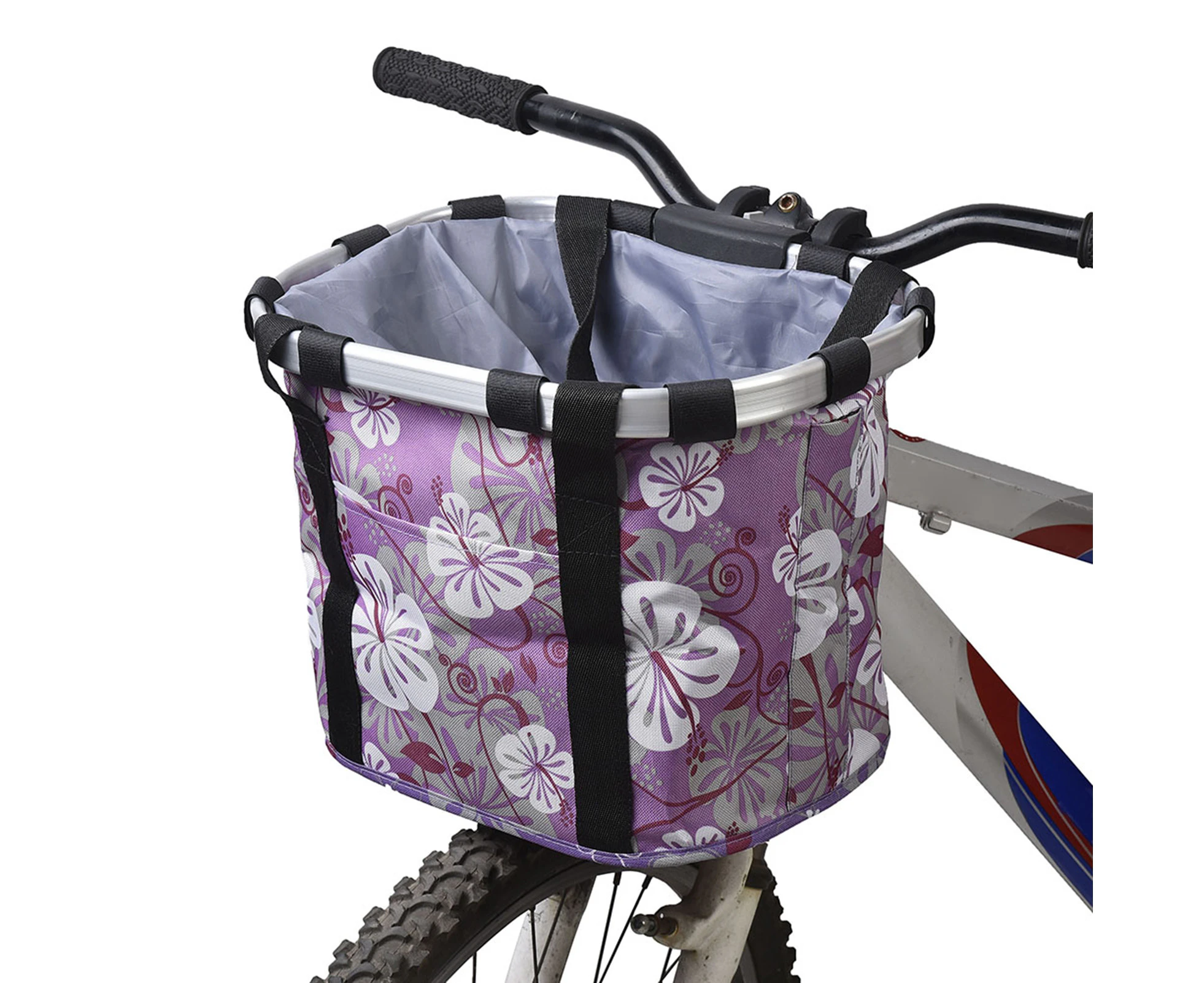 Doorslay Bike Detachable Basket Bicycle Front Pet Carrier Canvas Front Bag Aluminum Alloy Frame Pet Basket