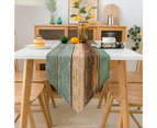 Green Modern Table Runner 33x183 cm Linen Rustic Wood Space Sets Blue-Beige-Brown Placemats for Dining Table Party Wedding Living Room