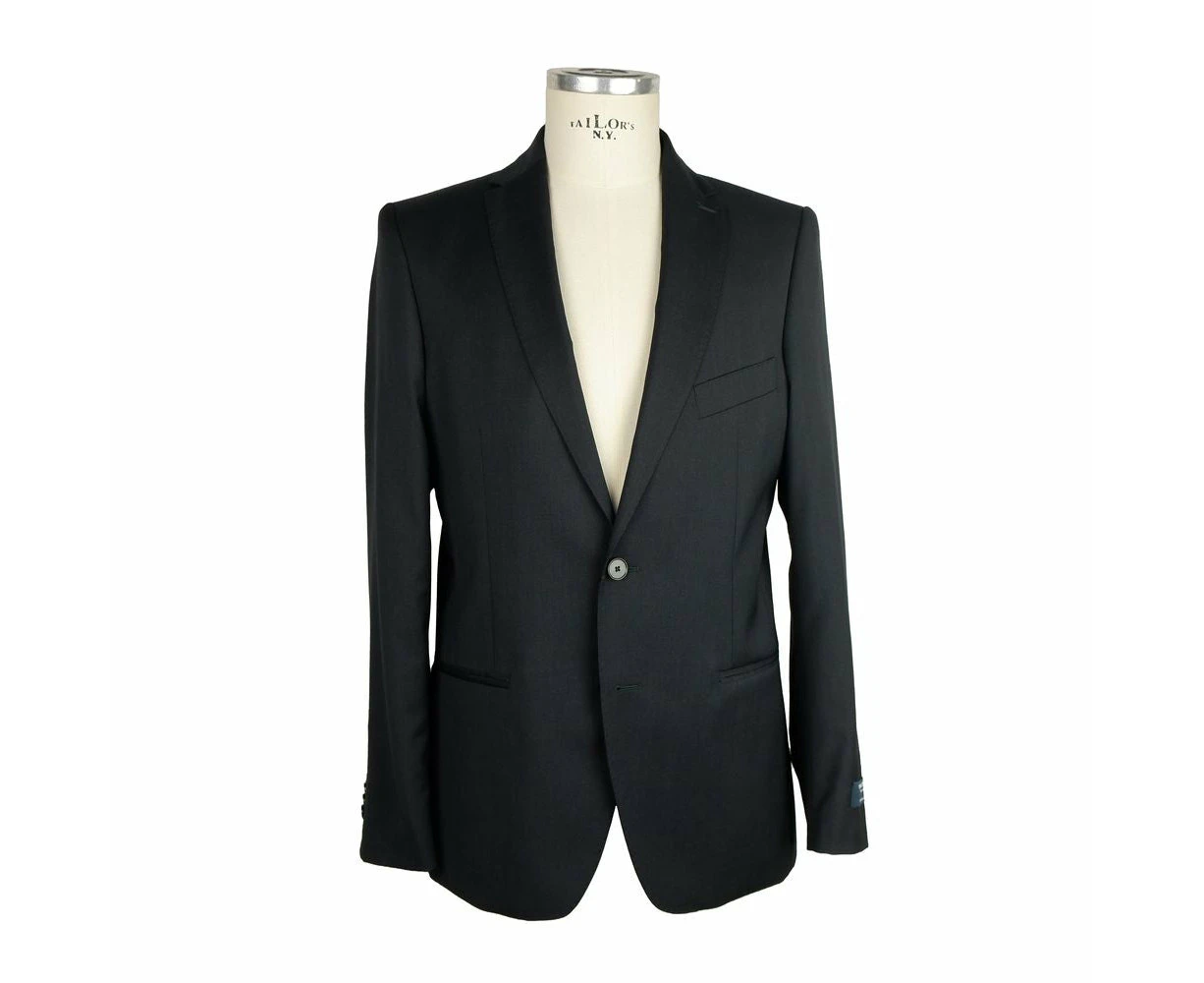 Made in Italy Elegant Milano Black Wool Suit - IT54 | XXL