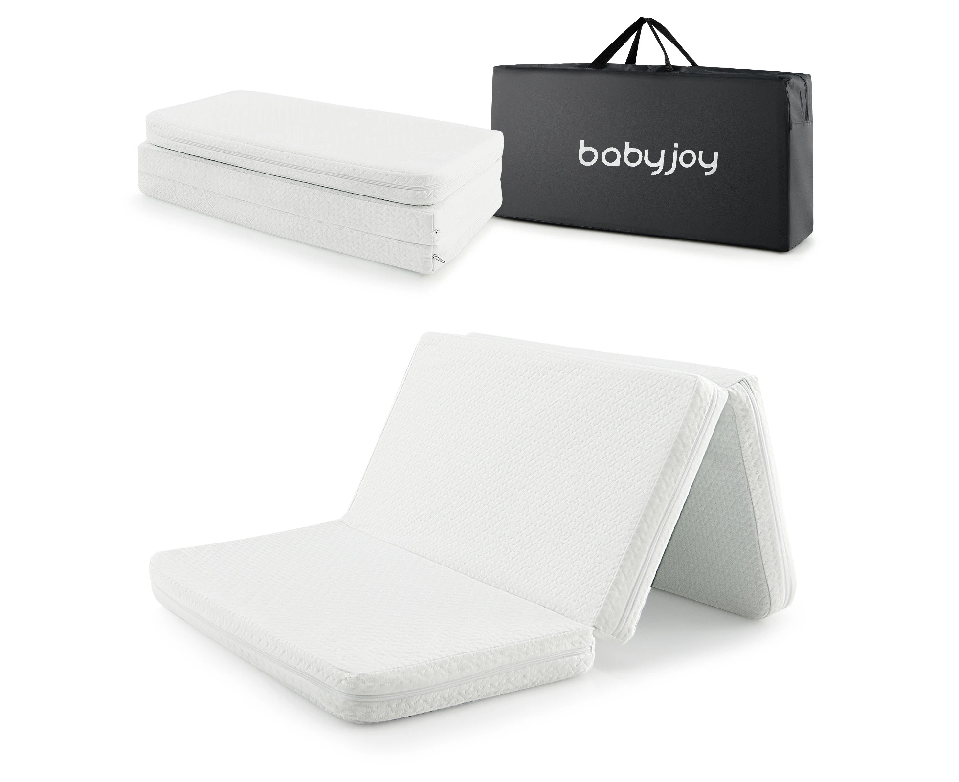 Tri-Fold Baby Portacot Portable Play Mattress Pad w/Carry Bag 97 x 68 cm