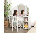 Kids Vanity Dressing Table Set w/Removable Mirror Children Study Desk and Chair Set White