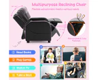 Adjustable Kids Sofa PU Leather Recliner Chair Upholstered Armchair w/2 Side Pockets Pink & Black