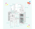 Kids Vanity Dressing Table Set w/Removable Mirror Children Study Desk and Chair Set White