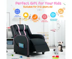 Adjustable Kids Sofa PU Leather Recliner Chair Upholstered Armchair w/2 Side Pockets Pink & Black