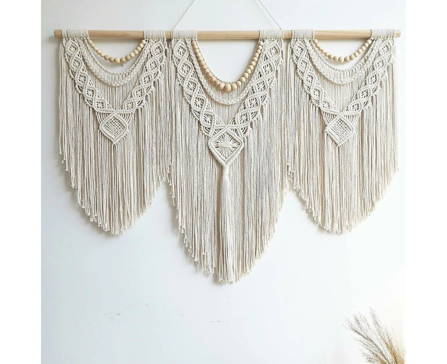 Lovingly Handmade Extra Large Wooden Macrame Wall Hanging - C