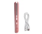 USB Cable Mini Portable Hair Straightener for Straight and Curling Dual-Use Curling Irons for Students Pink