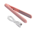 USB Cable Mini Portable Hair Straightener for Straight and Curling Dual-Use Curling Irons for Students Pink