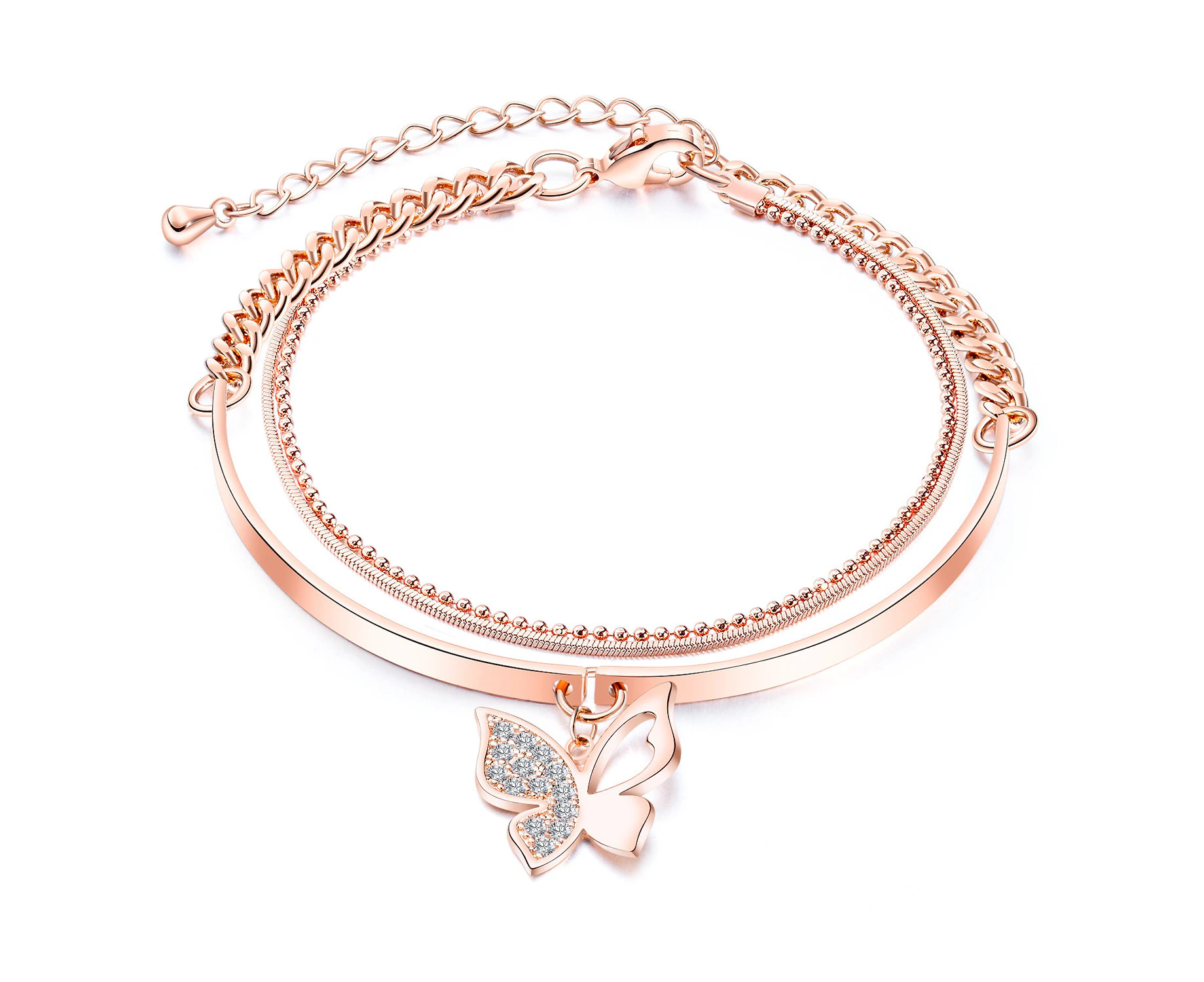 Dainty Bracelet For Women,Premium Trendy Bracelet Stretchable Adjustable Bracelet,Model:999-Rose Gold