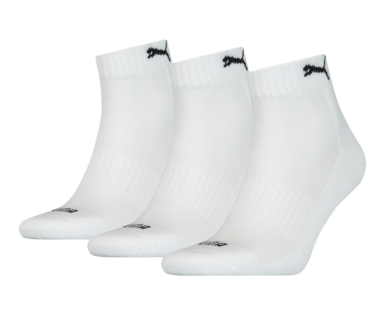 Puma Unisex Cushioned Quarter Socks 3-Pack - White