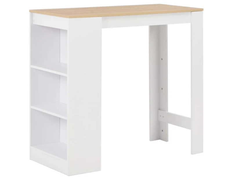 vidaXL Bar Table with Shelf White 110x50x103 cm