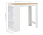 vidaXL Bar Table with Shelf White 110x50x103 cm