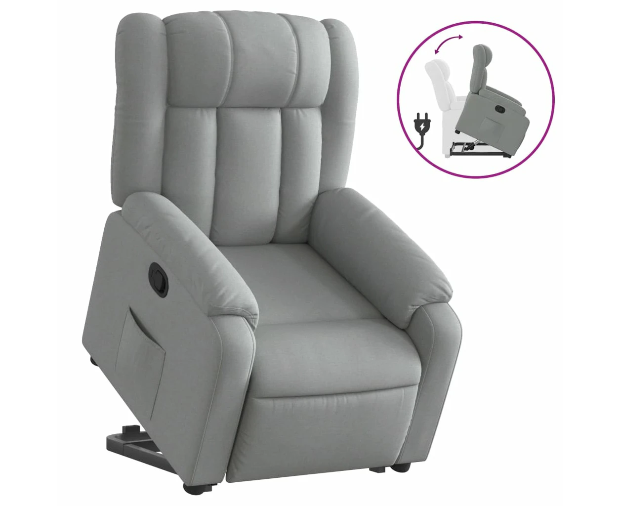 vidaXL Stand up Massage Recliner Chair Light Grey Fabric